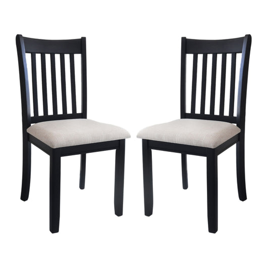 Modern Dining Chair, Wooden Back, Cushion Seats (Set of 2)
