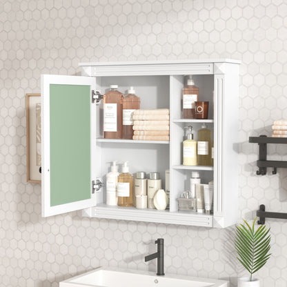 Bathroom Medicine Cabinet With Mirror, Wall Mounted Mirror Cabinet With Storage Organizer, Over The Toilet Storage White Storage Cabinet For Bathroom - White