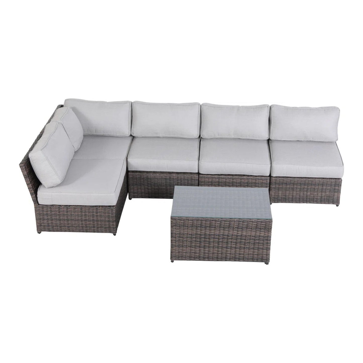 Comfortable Modern Patio Rattan Sectional Set With Cushions