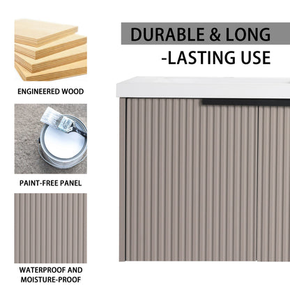 Contemporary Wall Mounted Bathroom Vanity With Resin Double Sink