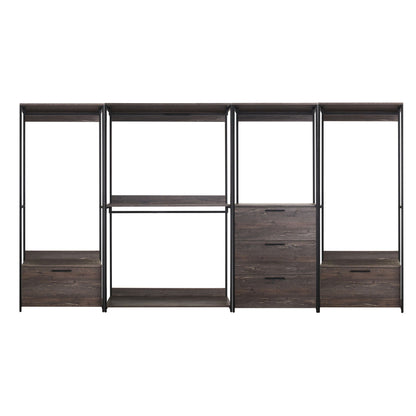 Monica - Wood Walk In Closet System With Modular Design Melamine - Rustic