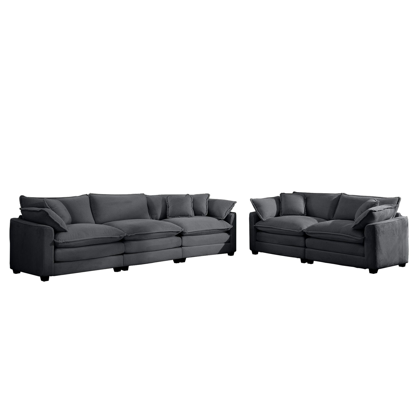 Elegant Corduroy Oversized Sectional Sofa Set With Deep Seats And Flexible Layout