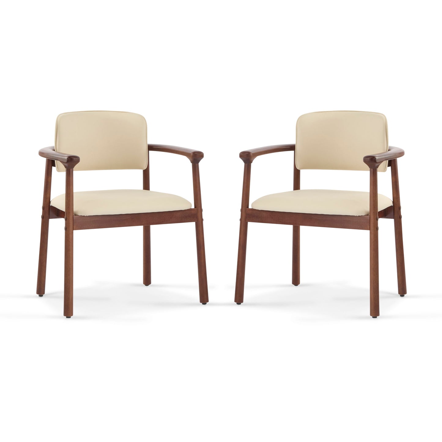 Dining Room Chairs, Ideal For Home & Kitchen (Set of 2) - Beige / Dark Walnut