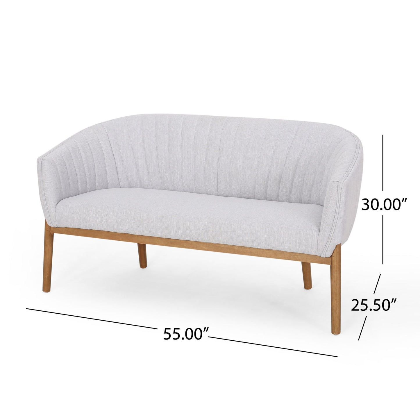 Mid Century Modern Loveseat With Channel Stitched Backrest