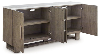 Loyaska - Extra Large TV Stand - Grayish Brown / White