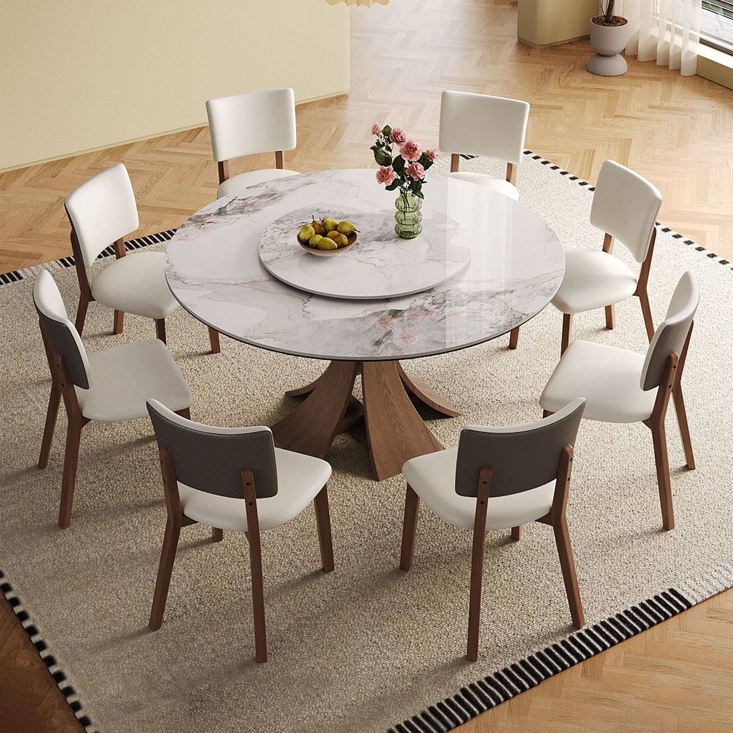 Dining Table Set With Wooden Base