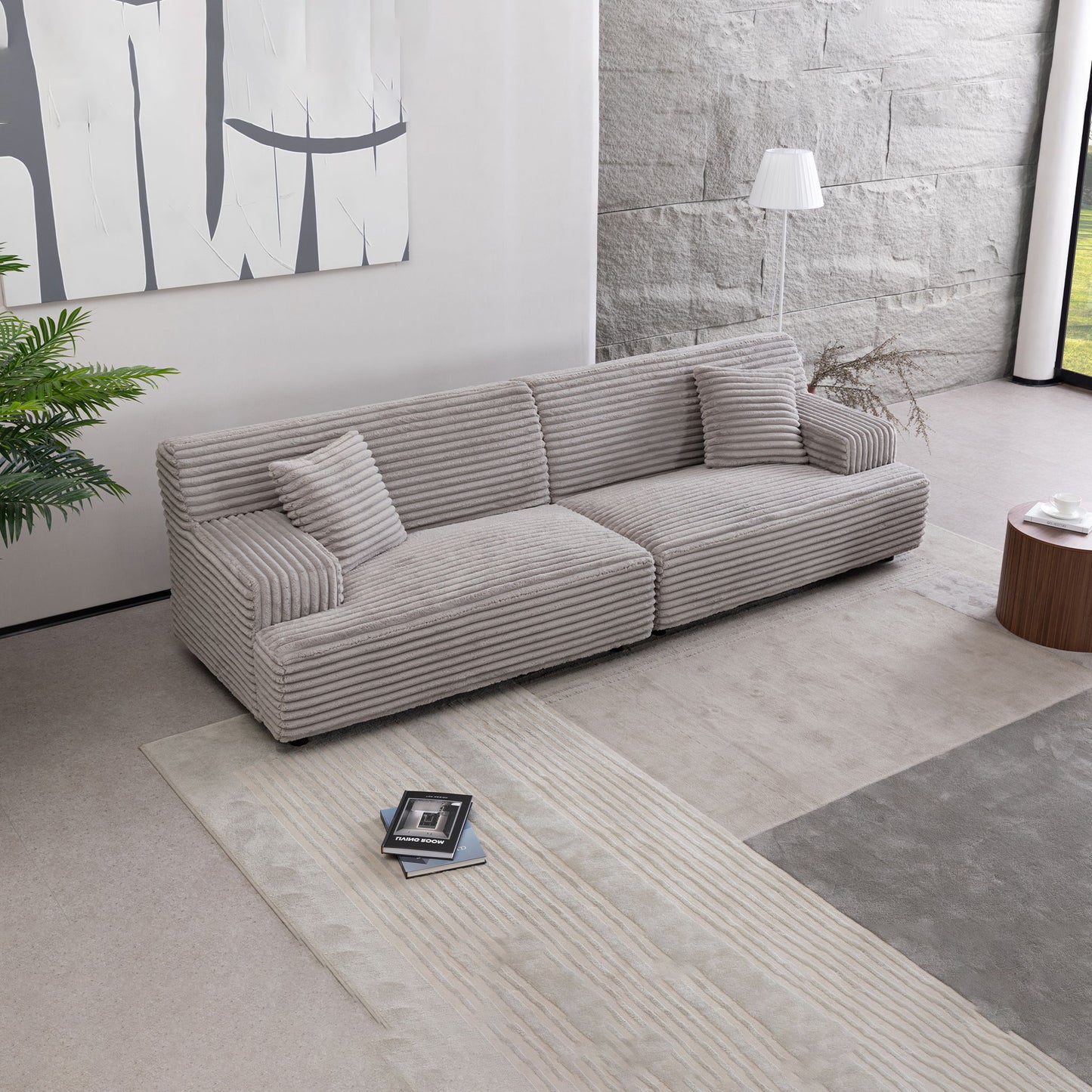 Modern Comfortable Cloud Sofa, Soft Plush Corduroy With Square Armrests