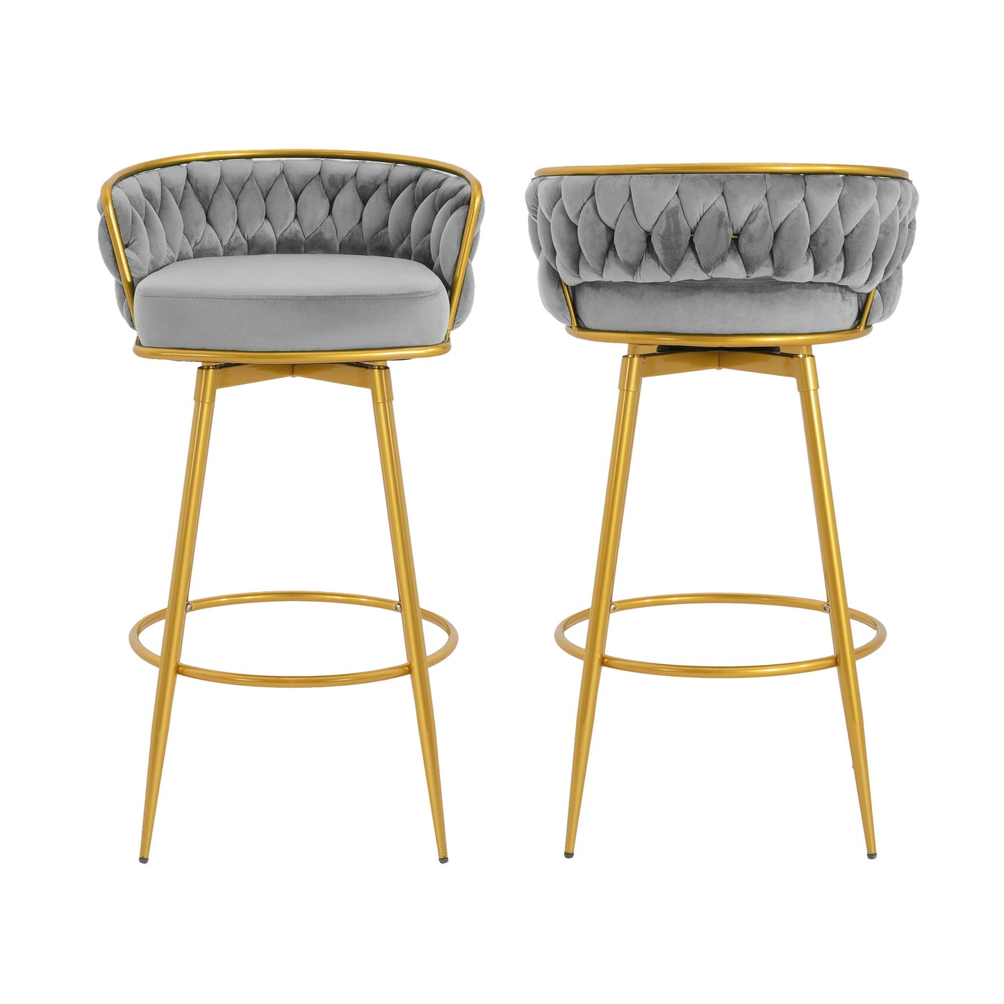 Modern Low Back Upholstered Counter Height Bar Stools (Set of 2)