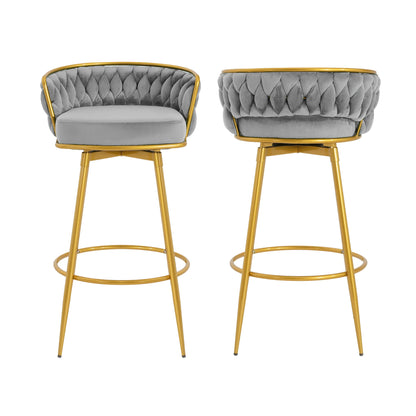 Modern Low Back Upholstered Counter Height Bar Stools (Set of 2)