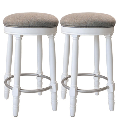 360° Swivel Wooden Barstools With Upholstered Seat, Counter Height (Set of 2)
