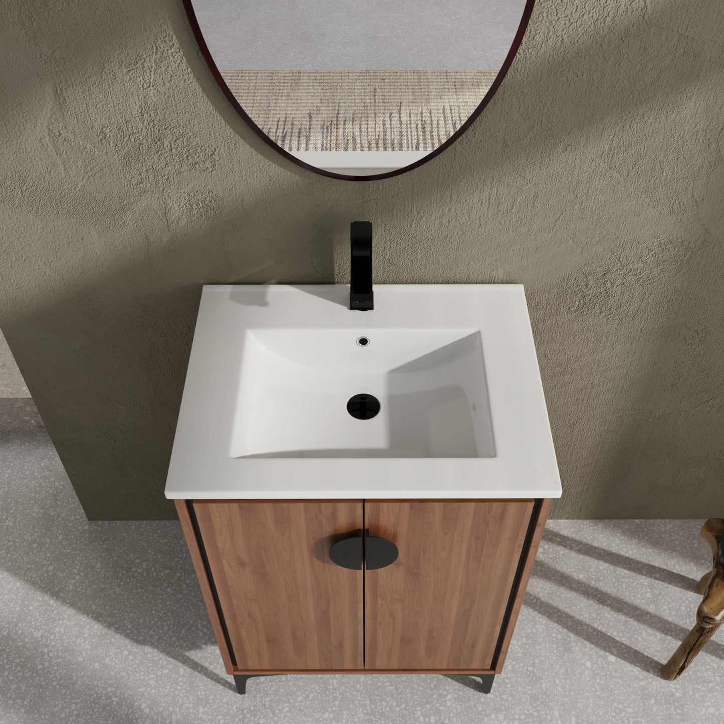 Modern Bathroom Vanity With Top Sink, Engineered Wood Storage Cabinet