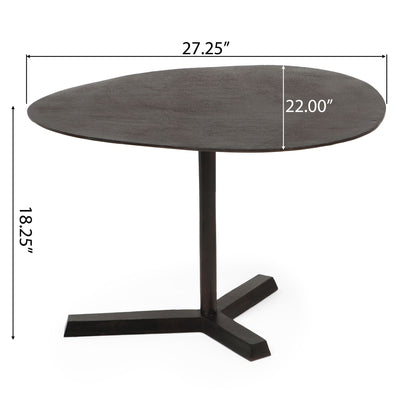 Industrial Style Elliptical Side Table With Aluminum Frame - Bronze