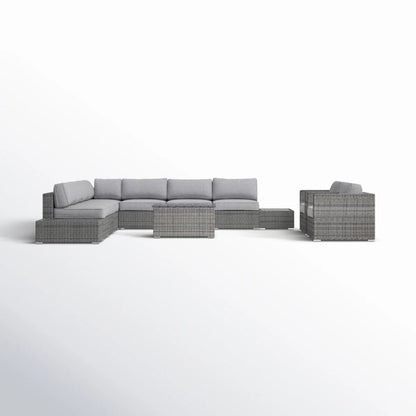 Wicker Sectional Seating Group With Plush Cushions