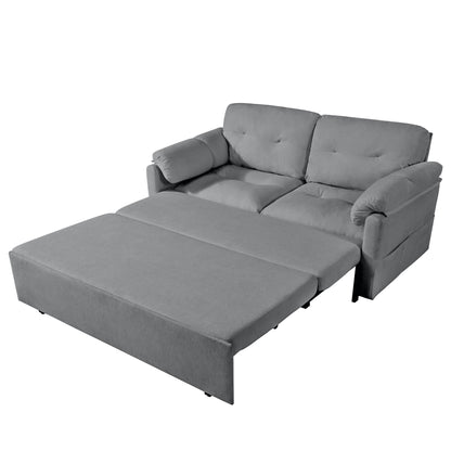 Modern Convertible Sleeper Sofa Bed With Pull-Out Queen Design, Side Storage & Thick Cushions
