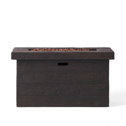 Custer - Rectangular Fire Pit 50, 000 Btu Magnesium Oxide - Brown