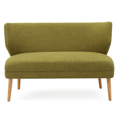 Elegant Classic Upholstered Loveseat With Curved Backrest