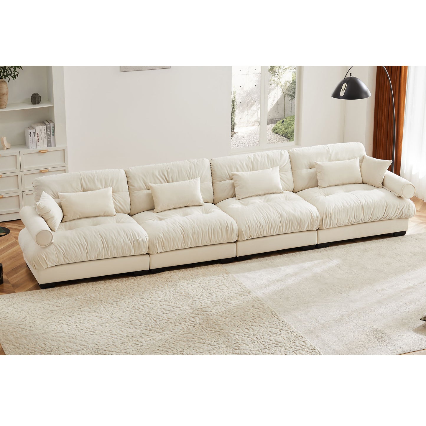 Super Comfort Oversized Modular Velvet Sectional Sofa, Deep Seat Convertible L Shaped Couch