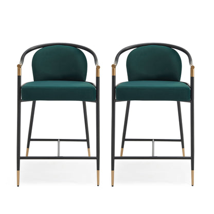 Contemporary Upholstered Counter Stool Set With Metal Frame