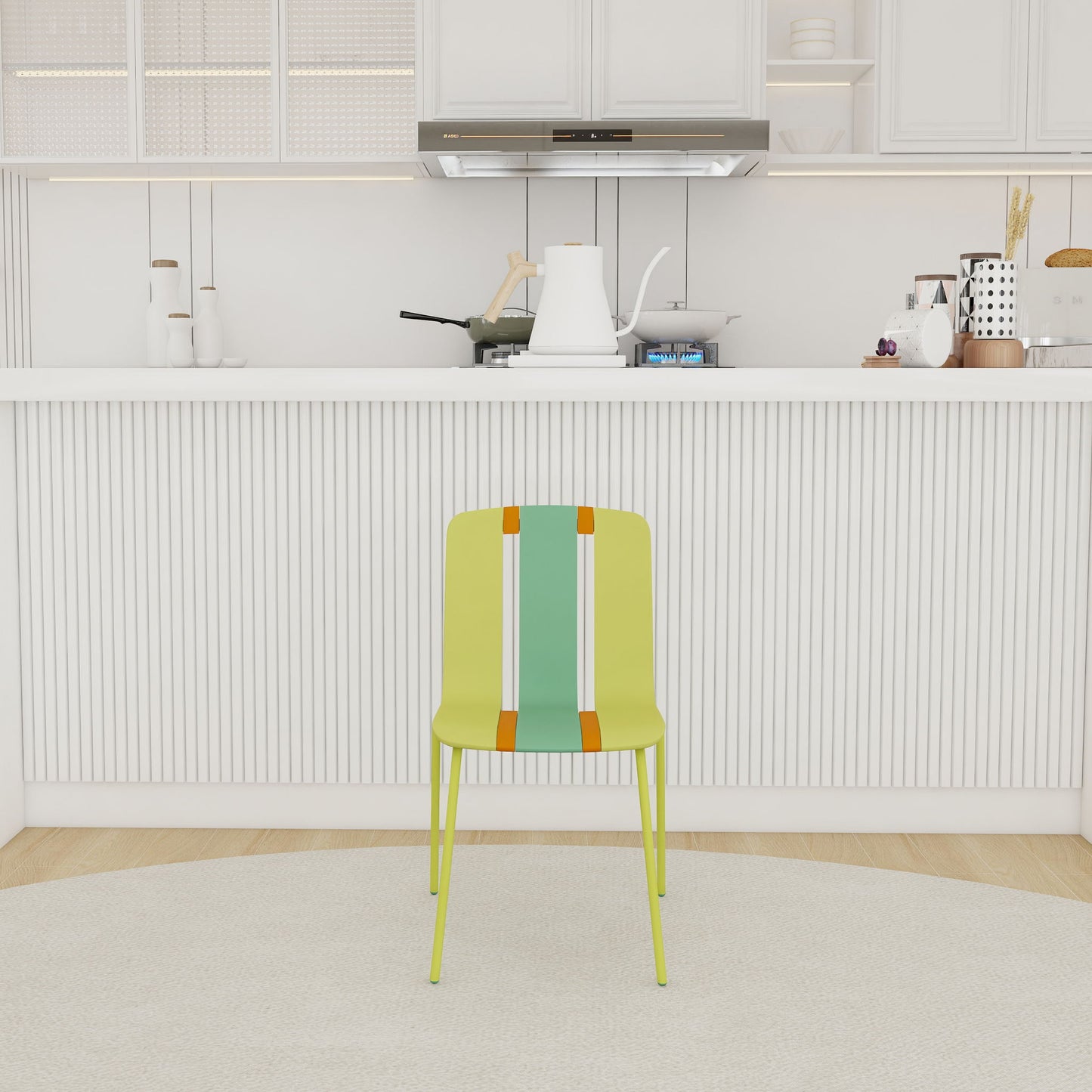 Modern Striped Blocking Single Chairs, Waterproof And Fade Resistant (Set of 4)