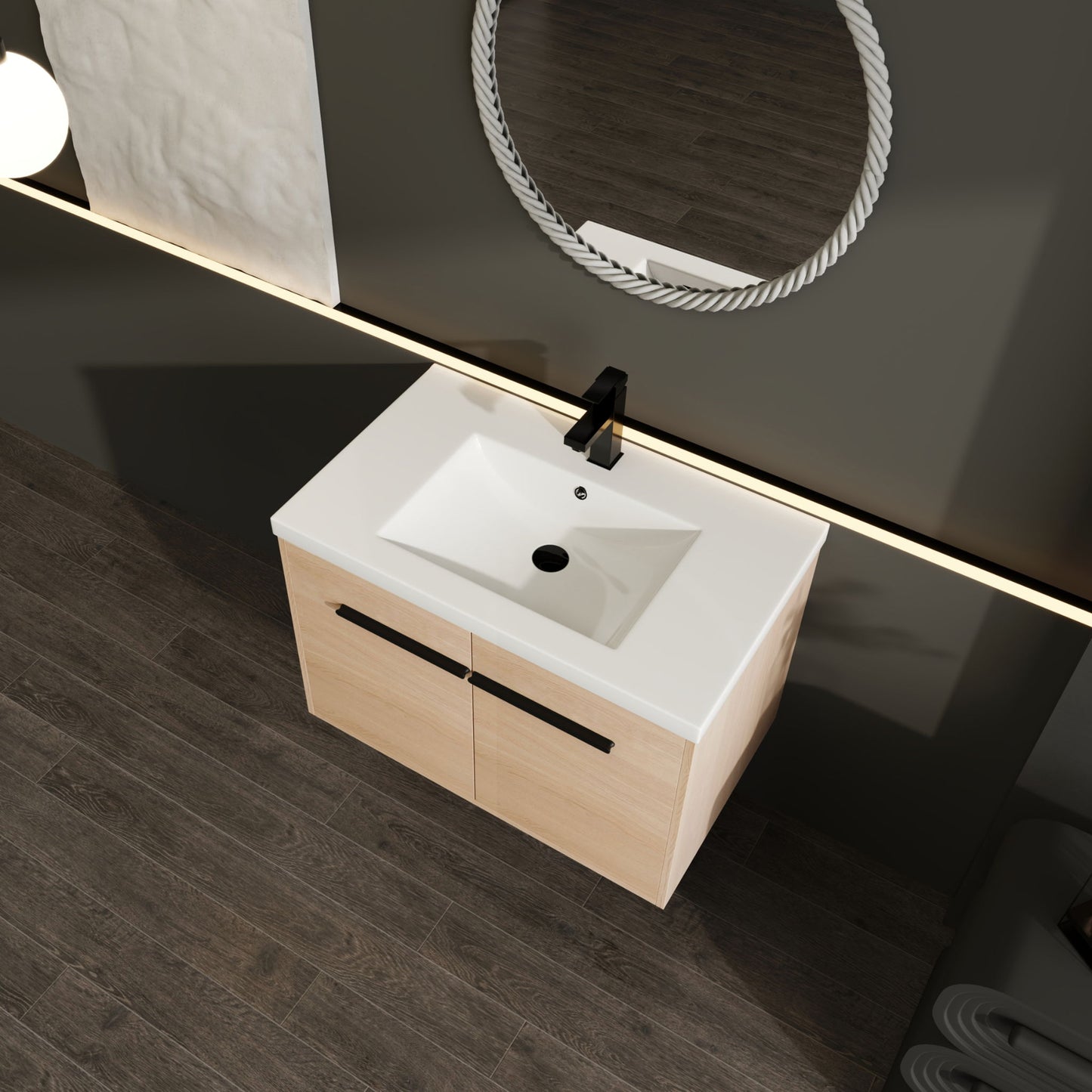Bathroom Vanity Set With Resin Countertop Sink, 2 Doors
