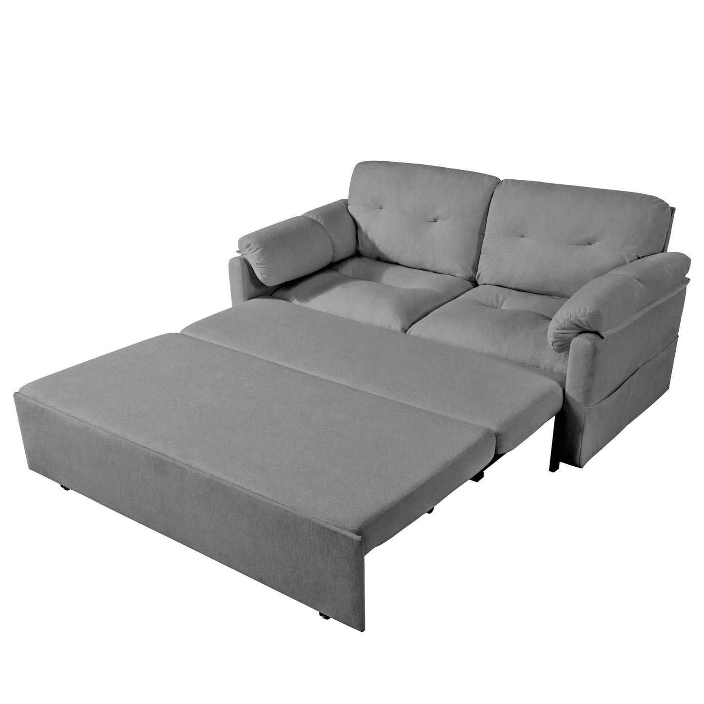 Convertible Pull Out Sofa Bed Queen Size, 3 In 1 With Side Storage