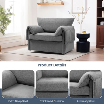 Oversized Swivel Armchair Modern Chair & Single Sofa Lounge, Comfortable Seating For Living Room