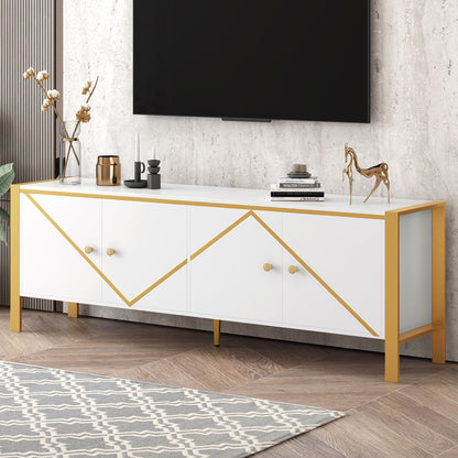 Modern Minimalist TV Stand With 2 Spacious Cabinets