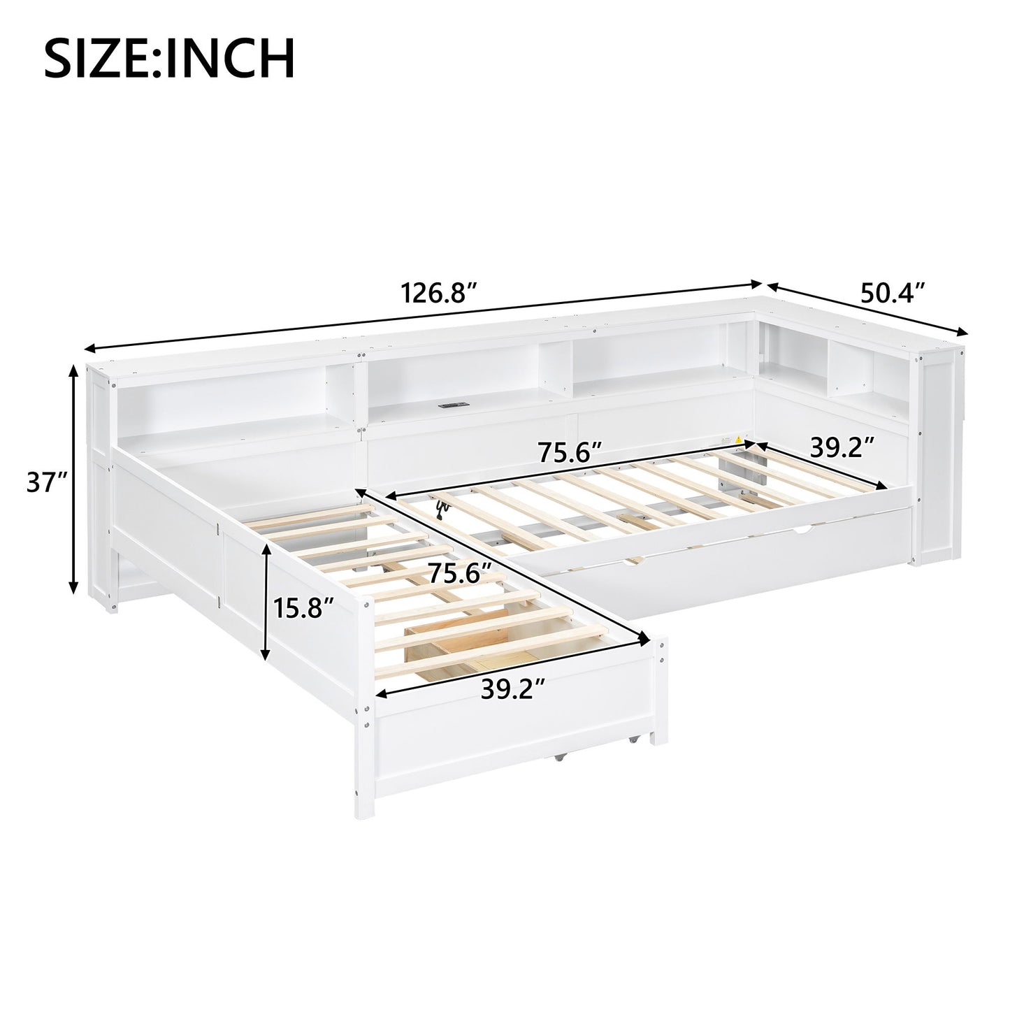 L Shaped Platform Bed With Trundle And Drawer
