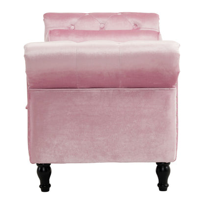 Luxurious Velvet Multifunctional Storage Ottoman Bench With Pillow