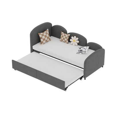 Modern Velvet Upholstered Daybed With Additional Bed Frame