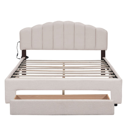 Upholstered Platform Bed With Drawer