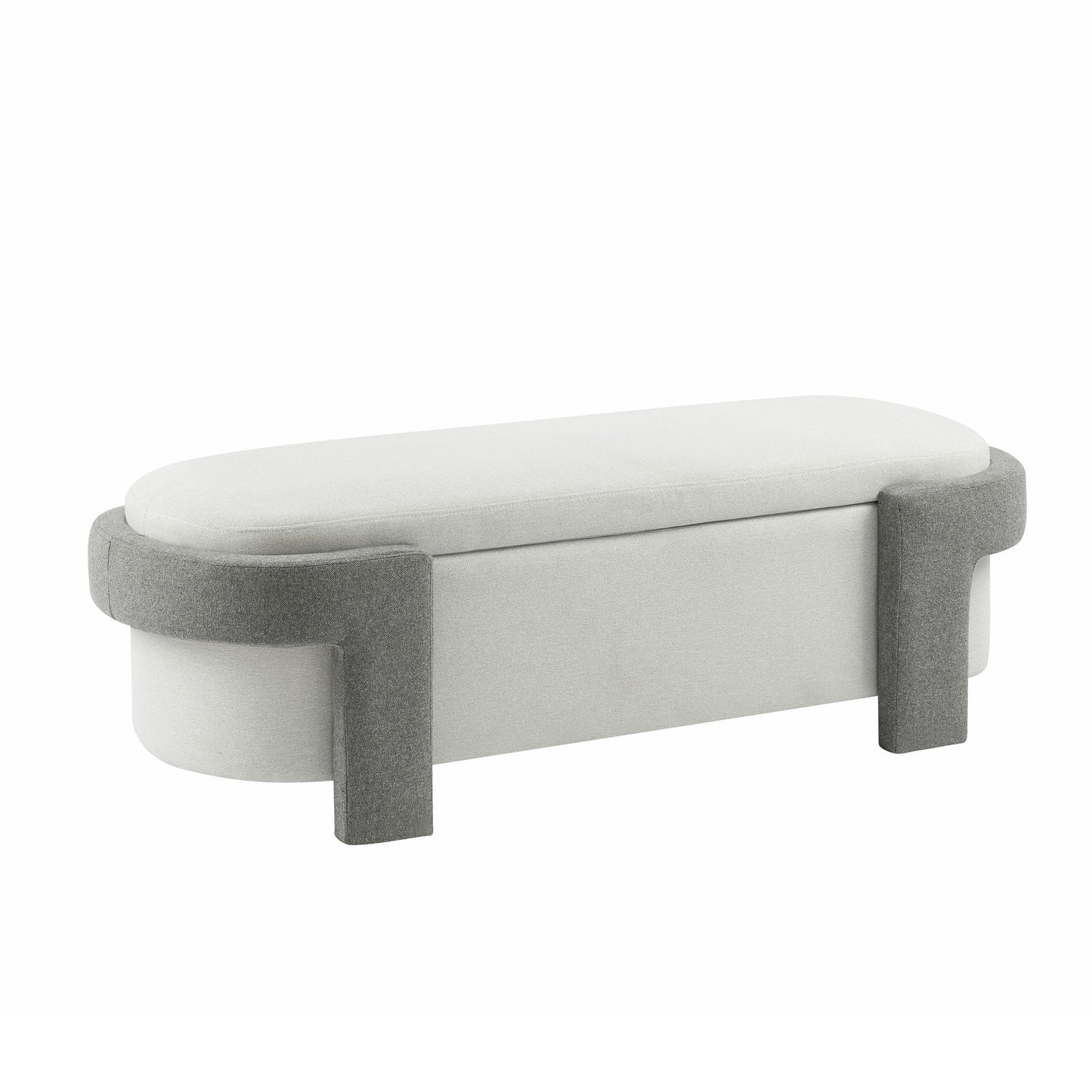 Large Versatile Storage Ottoman Bench: Spacious, Durable, Stylish - White / Light Gray