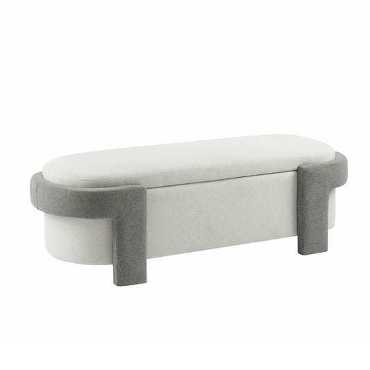 Large Versatile Storage Ottoman Bench: Spacious, Durable, Stylish - White / Light Gray
