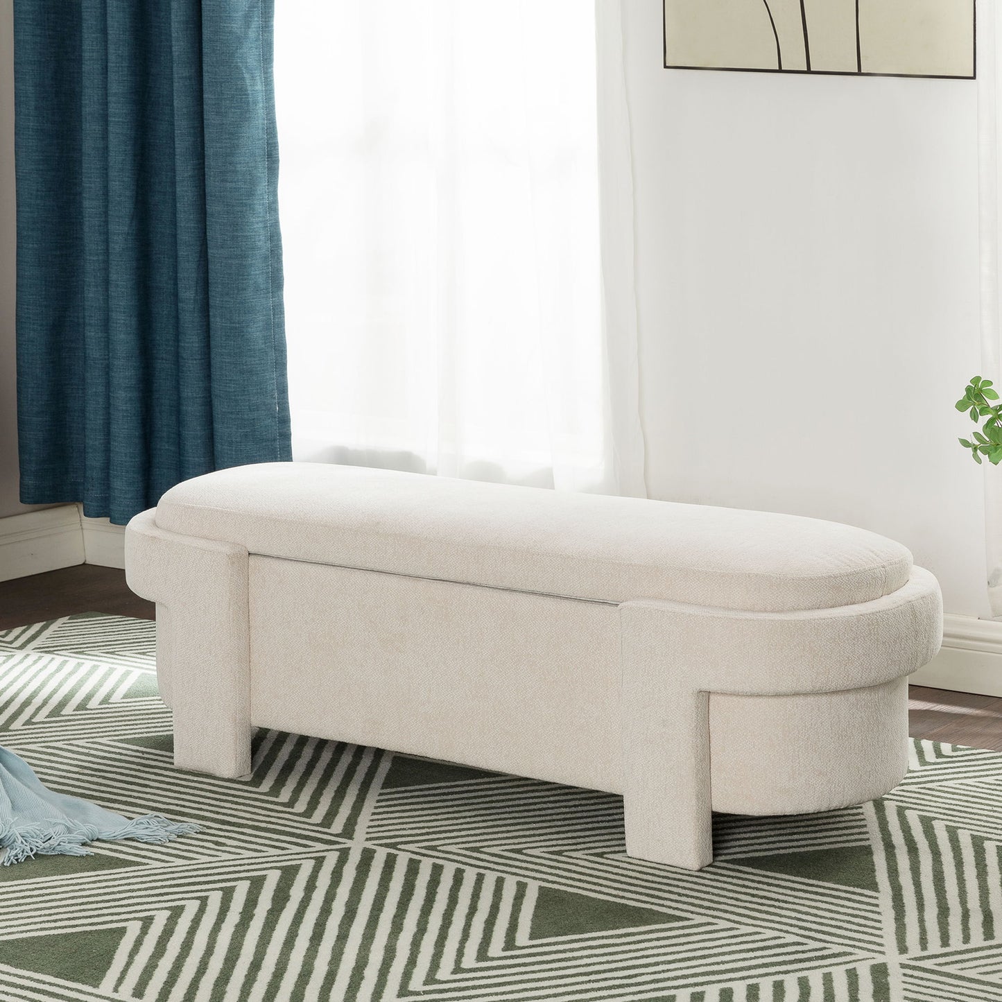 Versatile Storage Ottoman Bench, Spacious & Durable - Beige
