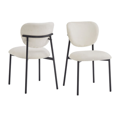 Modern Upholstered Dining Chairs With Metal Legs (Set of 2) - Beige