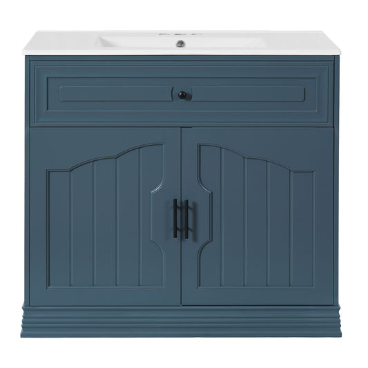 Bathroom Vanity With Sink, Cabinet With 2 Soft Closing Doors