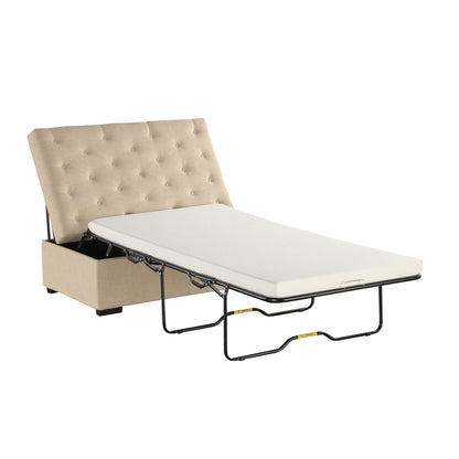 Convertible Folding Sofa Bed Ottoman With Memory Mattress And Tufted Design