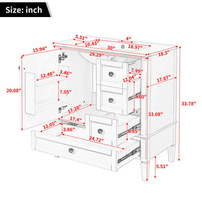 Bathroom Vanity With Sink, 3 Drawer Storage Cabinet