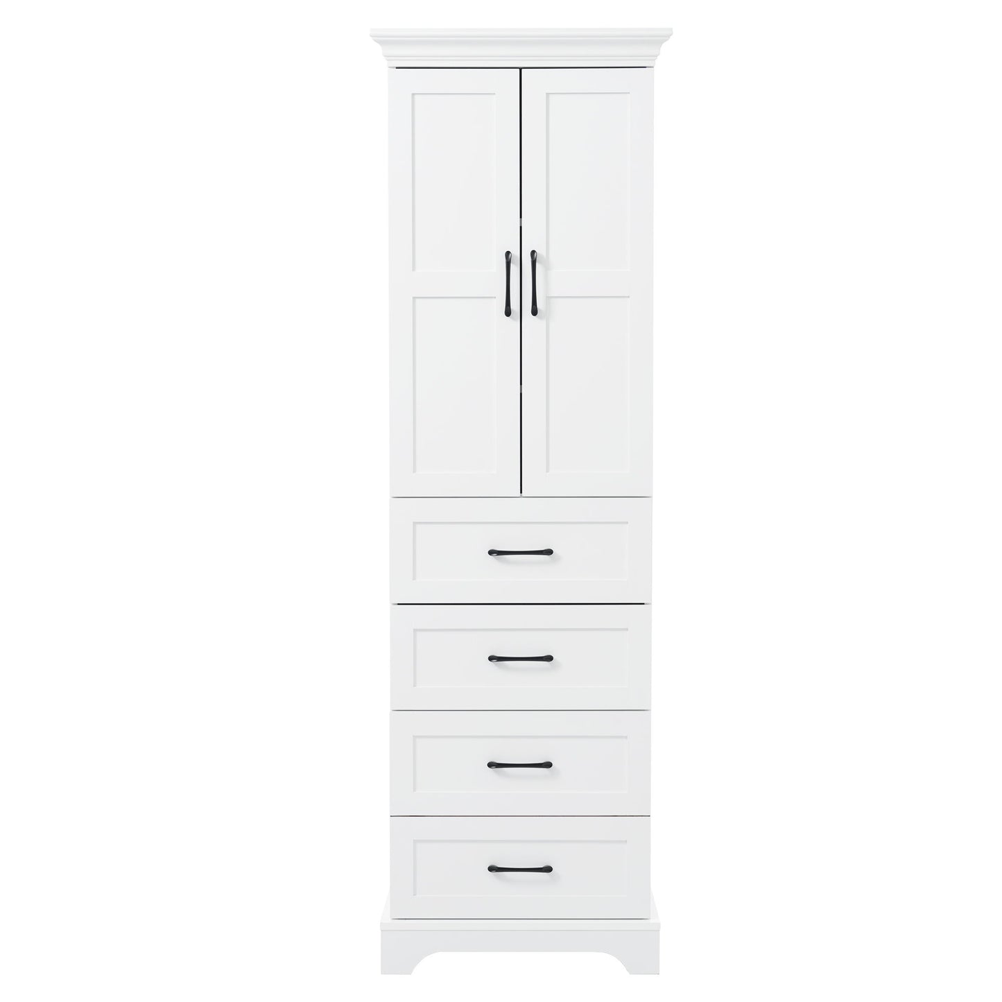 Bathroom Vanity With 2 Damping Hinge Doors, 3 Drawers, Adjustable Shelves - White