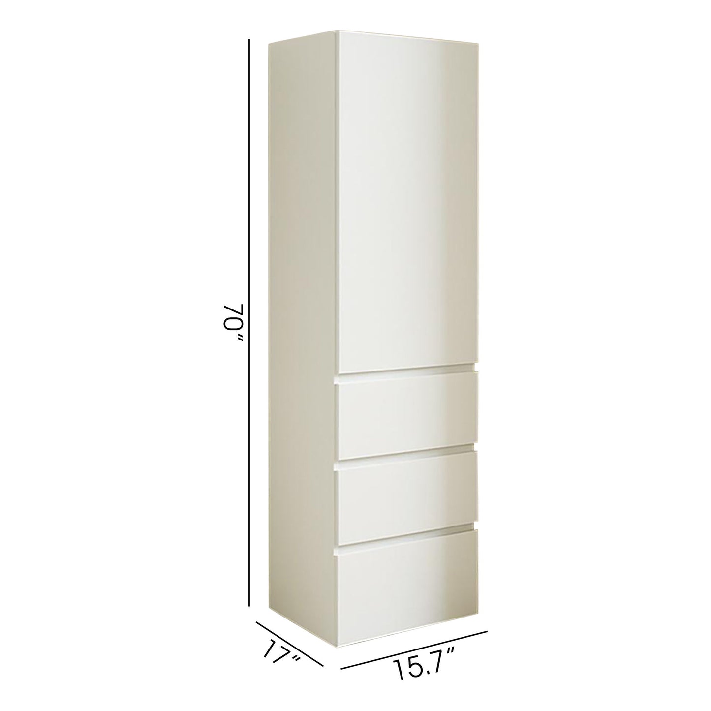 Elise - Slim Modular Wood Closet Cabinet With Drawers In Durable Melamine And Wood 71" Height - White