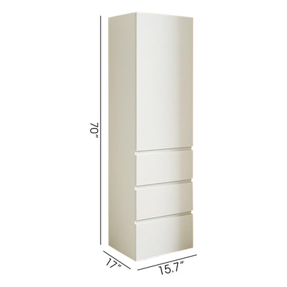 Elise - Slim Modular Wood Closet Cabinet With Drawers In Durable Melamine And Wood 71" Height - White