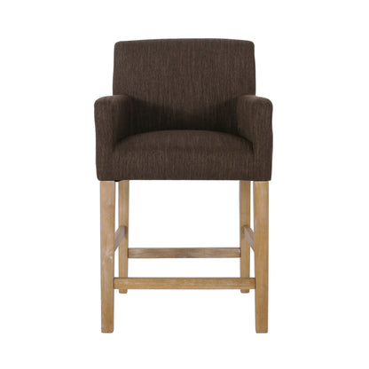 Charmed Upholstered Counter Stool With H Frame Base And Round Arms