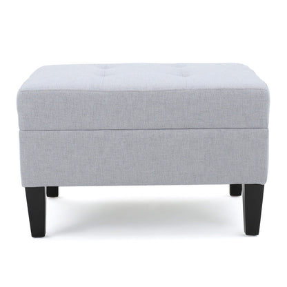 Contemporary Ottoman Footstool With Tufted Upholstery - Light Gray