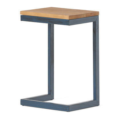 Small C Shaped End Table With Iron Base And Fir Wood Top - Black