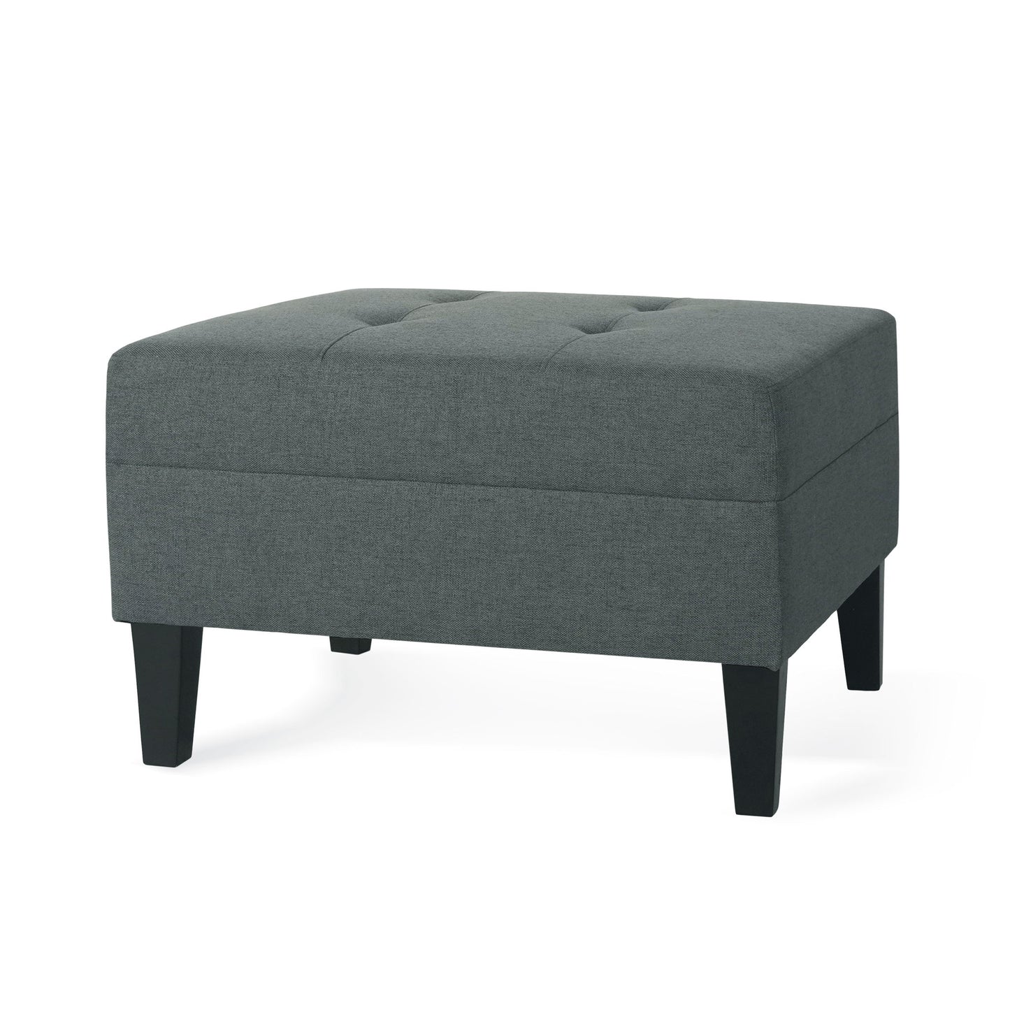 Classic Fabric Ottoman With Birch Wood Legs And High Quality Foam Padding - Charcoal