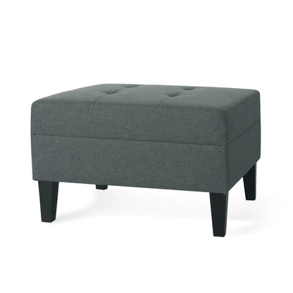 Classic Fabric Ottoman With Birch Wood Legs And High Quality Foam Padding - Charcoal