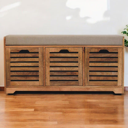 Shutter Shoe Bench, 3 Drawer - Oak