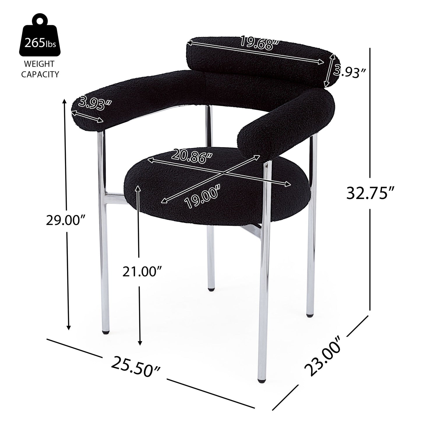 Contemporary Upholstered Armchair Dining Chairs With Metal Legs (Set of 2)