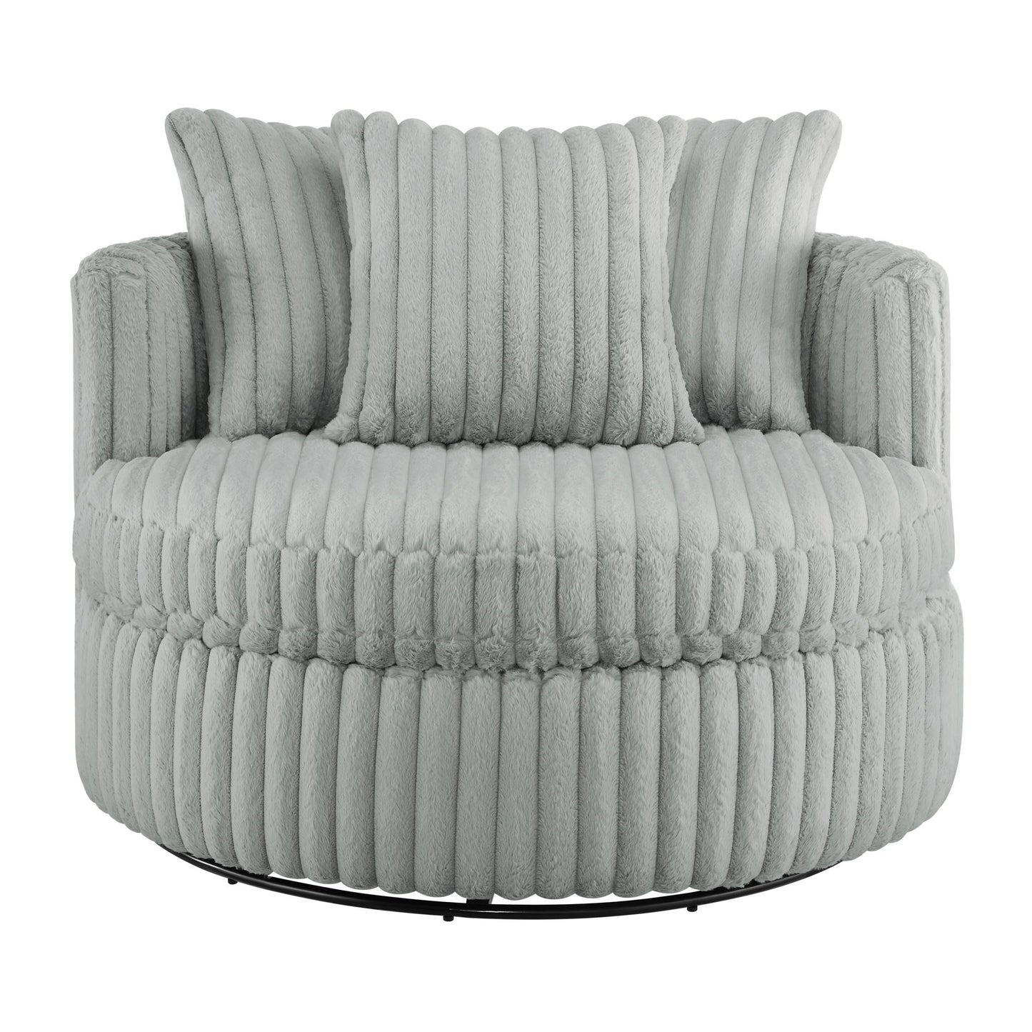 Mindy - Oversized Swivel Barrel Chair - Grey