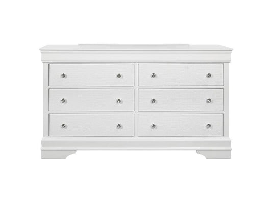 Global Pompei - 6 Drawer Dresser - Metallic White